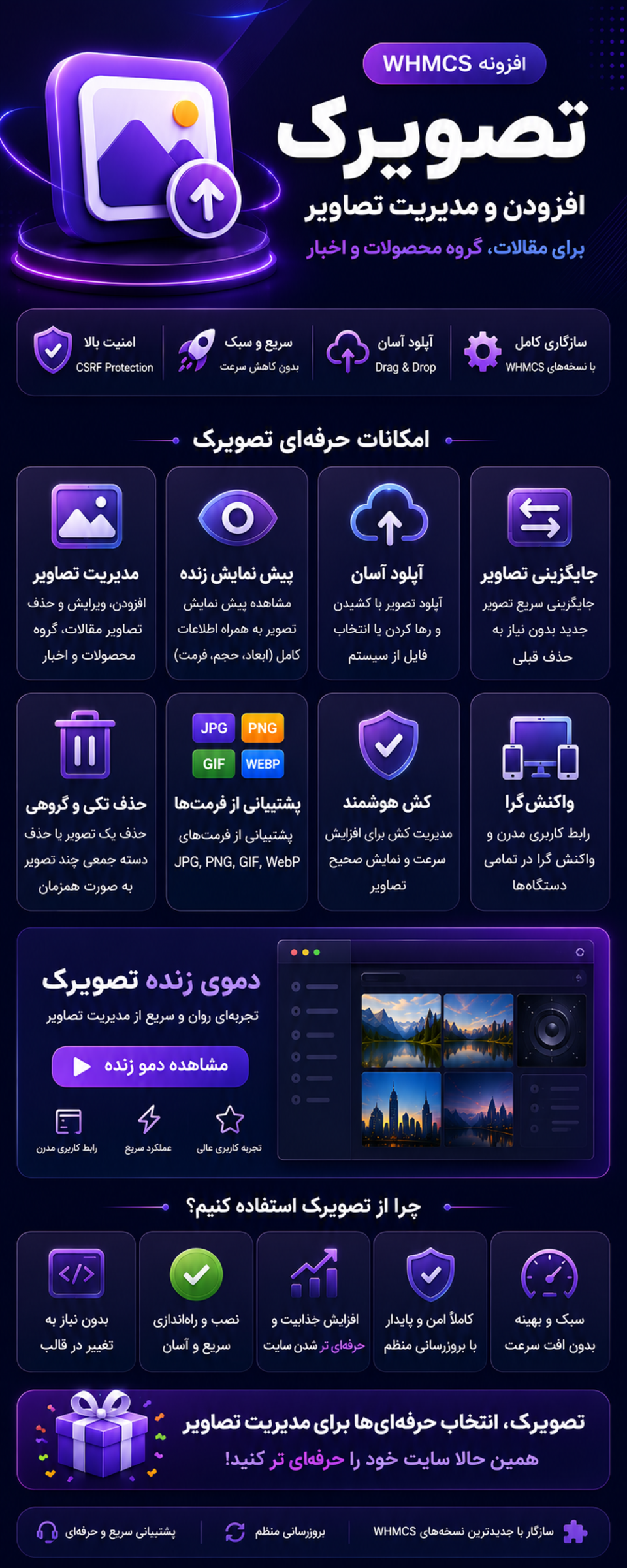 اینفوگرافی ImagePro - مدیریت تصاویر در WHMCS