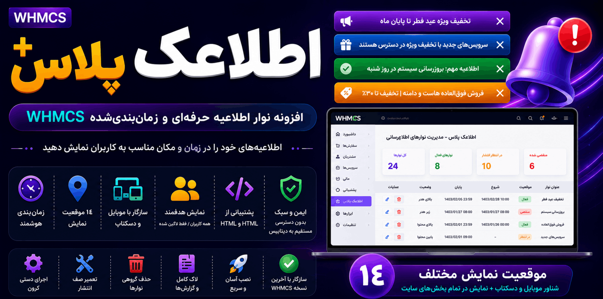 نمایش داشبورد اطلاعک پلاس